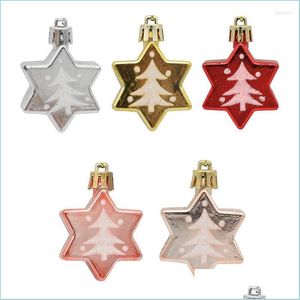 Decorazione per feste Decorazione per feste 5 Pz/set Glitter Palline di Natale Ornamento Stella Palla Giardino di casa Per goccia d'albero Deliv Homeindustry Dhzba