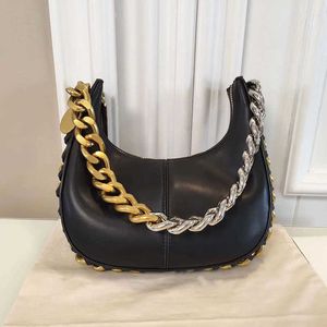 Vintage Crescent Torka na ramię dla kobiet, designerska torebka, moda w stylu Anglii, duży łańcuch, torba hobo, skóra, czarna, czarna