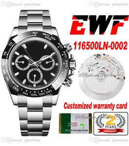 EWF 40 mm ETA A7750 Automatik-Chronograph Herrenuhr, Keramiklünette, schwarzes Zifferblatt, Strichmarkierungen, Oystersteel-Armband, Super Edition, gleiche Seriennummer, Karte Puretime A1