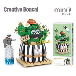 Bloklar kaktüs mini bina diy yaratıcı bonsai etli simülasyon yeşil bitkiler çiçekler ev dekorasyon çocuklar s oyuncak hediyeler 220902