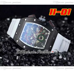 2022 11-01 A21J Automatyczna męska zegarek Pvd stal All Black Skoleon Dial Big Date White Guma Pasek 6 Style zegarki Pureteme A1