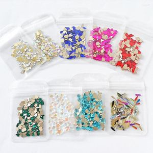 Nagelkonstdekorationer 100 st/väska flatback ab vit färgglada strass 3D glitter charms mix-shap manikyr stenar diy design jz-zd