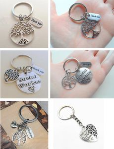 Tree Bird Flower Charms Keychains Leaf Bag Keyring Mulheres Natureza