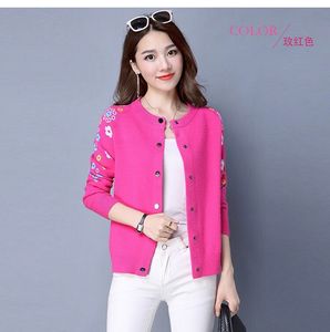 SG006 New Fasion Women's Desinger Sweater Sweater Long Sleeves Flowers Pink V-Deace Cardigan متماسك