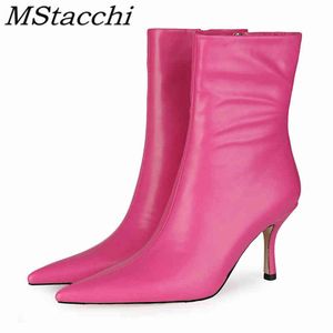 Boots Mstapchi Short Style Women Zipper Woman Solid Color Low Heels 2022 Ankle Sexy Ladies Party High Shoes 220903