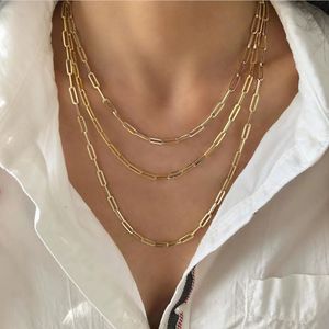 18-karat gold stainless steel paper clip clavicle necklace for women's niche design