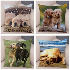 Pillow Labrador Dog Printed Cover For Sofa Home Car Decor Cute Pet Animal Pillowcase Super Soft Short Plush Case 45 45cm