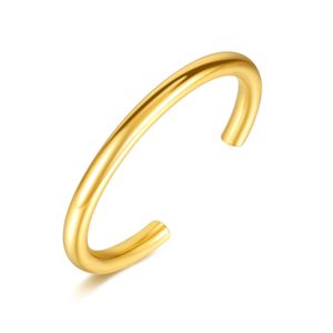 Simple Fashion Stainless Steel Smooth Open Cuff Bangle For Women Mens Bracelet Hip-Hop Jewelry Adjustable 6mm Wide Gold/ Silver 1022