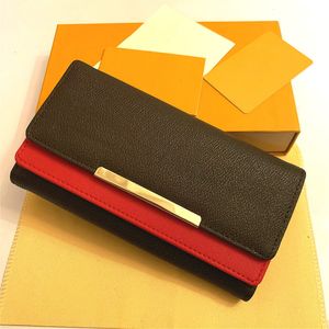 Gratis shpping grossist r￶da bottnar Lady Long Wallet Multicolor Designer Coin Purse Card Holder Original Box Women Classic Zipper Pocket 02