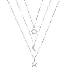 Pendant Necklaces Sun And Moon Star Dainty Necklace Stainless Steel Fashion Jewelry Gift