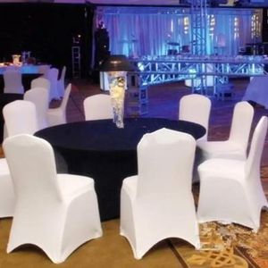 50 PCS Lot Wedding Chair Covers Spandex Stretch Slipcover för restaurang Bankett El Dining Party Universal Chair Cover Decorati279x