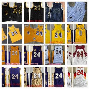 Koszykówka uniwersytecka nosi autentyczne zszyte koszulki do koszykówki retro #24 #8 Jersey Yellow Black Man Rozmiar S-XXL