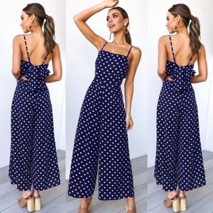 Kvinnors jumpsuits kvinnors rompers hstar fluga slips bred ben kvinnor sexiga rygglösa bodysuits bohemain playsuit 2022 kvinnlig polka dot strand