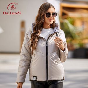 Women Down Parkas Hailuozi damska kurtka moda wiatroodporna ciepłe duże kieszenie wiosenne płaszcz Wysokiej jakości marka kobiet z kapturem parkas 7817 220902