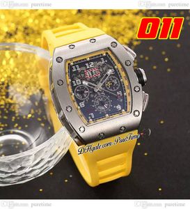 011 A21J Automatyczne męskie zegarek stalowy szkielet szkielet duży data żółty gumowy pasek 7 Style zegarki Pureteme B2