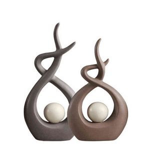 Decorative Objects Figurines Ceramic Abstract Small Figurines Creative Nordic Ornaments Bookshelf TV Cabinet Living Room Porch Decorations T220902