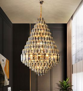 Grand Chandelier Villa Salonu Işık Jump-Storey Binası Otel Lobi Restoran Işık Lüks Kristal Kolye Işıkları