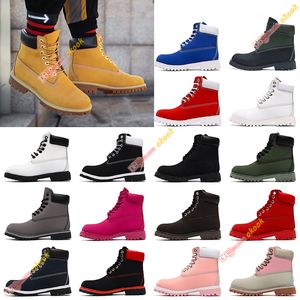 Designer Timber Boots Men Women TBL rhubarb boot Luxury Leather Shoes Ankle land martin shoe for cowboy Yellow Red Blue Black Pink Hiking Outdoor sports Size 36-45