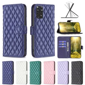 Lambskin Lattice PU Deri Kılıfları Cüzdan Kart Yuvası Redmi Not 11E 11s 11 Pro 10 9a 10a 10c Xiaomi Mi 11t 12x POCO X3 X4 M4 C31