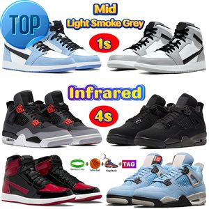 Top Boots 2022 Designer 1 4 High Basketball Shoes University Blue Hoded Patent Unc Royal Chicago Toe 1s 4s Mid jasnoszary szary czarny kot czerwony