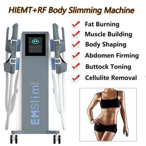 Salongebrauch EMS Neo-Schlankheitsgerät HF-elektromagnetischer Muskelstimulator Gewichtsverlust 4 Griffe Körperform Cellulite-Entfernung mit HF- und Kissenausrüstung