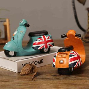 Decorative Objects Figurines Coin Jar Vintage Motorcycle Model Decoration Creative Home Living Room Study TV Cabinet Window Office Decoration Home Decor T220902