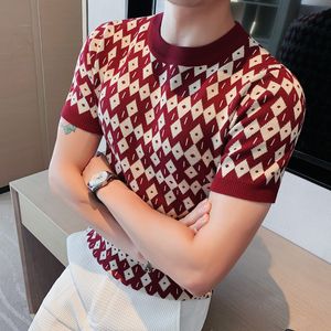 둥근 목 니트 스웨터 남자 여자 패션 트렌드 캐주얼 스트리트웨어 짧은 소매 풀오버 커플 인쇄 스웨트 셔츠 4xl