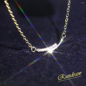 Hanger kettingen Rundraw Classic Women Simple Line Zirkon Gold Color Necklace Crystal Chain For Female Party Gift Sieraden