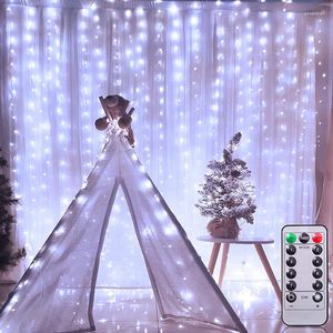 Strings Garland gardin ledande lampor Fairy Window Winter Street Wedding Decoration Noel Outdoor Christmas utanf￶r 2023 med fj￤rrkontroll