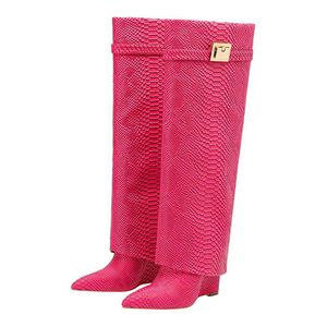 Stiefel Metall Dekoration Frauen Hohe Leder Slip auf Lange Zehen Heels Schuhe für Chelsea 220903