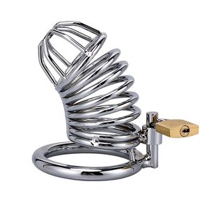 Sex toys Massagers Male Chastity Device Stainless Steel Cock Cage For Men Metal Belt Penis Ring Lock Bondage Adult Products