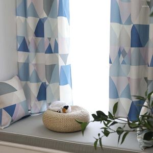 カーテン防水ポリエステルコットンセミシェーディング幾何学的印刷ベッドルーム北欧リビングルームベイウィンドウ装飾カーテン