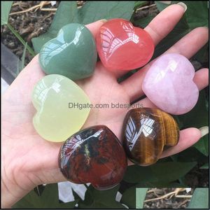 Party Favor Natural Heart Shaped Crystal Stone Pink Carved Palm Love Healing Gemstone Lover Gife Gems 166 S2 Drop Delivery 2021 Home DHA4U