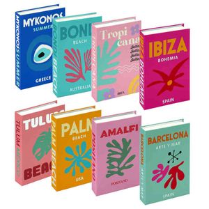 Dekoratif Figürinler Ev Dekorasyonu için 6 Adet / takım Sahte Kitaplar Seyahat Serisi Tasarımcı Sahte Kitap Lüks Dekoratif Renkli Oturma Odası Dekorasyon Prop Kitaplar