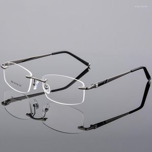 Солнцезащитные очки рамы без щит сплав сплав Оптические мужчины Ультрасоровые квадратные очки миопии винтовые очки могут настраивать рецепт рецепт линзы