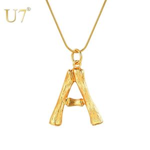 U7 Big Letters Bamboo hanger eerste kettingen voor vrouwen met Snake Chain Diy Alphabet Jewelry Mother s Day Gift P1161T