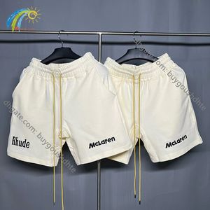 DrawString Rhude Apricot Casual Shorts Män kvinnor 1 1 Högkvalitativ broderi Rhude -byxor inuti taggar RD22