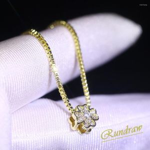 Anhänger-Halsketten Rundraw Damen Klassische Luxus-Diamant-Gold-Blumen-Halskette Exquisiter funkelnder Zirkon-Modeschmuck Geschenk