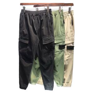 Calça de carga masculina jogadores calças bolsos bordados com bordas bordadas de adesivo de ambos os lados