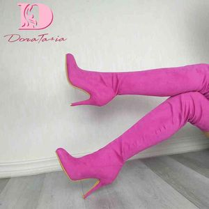 Boots DoraTasia Plus Size 32-48 New Ladies Sexy Thin High Heels Thigh High Boots Solid Over The Knee Boots Women Party Ol Shoes Woman 220903