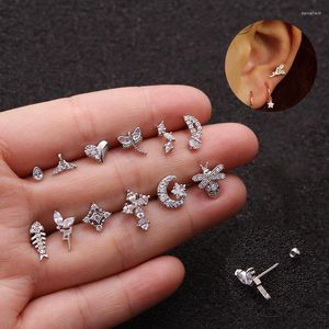 Stud Earrings Piece Small Women Cartilage Earring Insect Fish Bone Moon Bee Mermaid CZ Jewelry Dainty Nose Studs Piercing