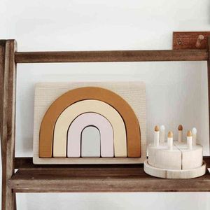 Декоративные предметы статуэтки скандинавские натуральные деревянные радужные блоки ручной работы для детских детских комнат декор декора