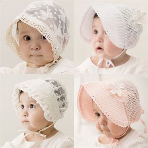 Baby Hat Lace Flower Bap Princess Hollow Kids Girl Caps de ver￣o Algod￣o Rec￩m -nascido Sunie Sun Hats Bonnet Enfant 20220903 E3