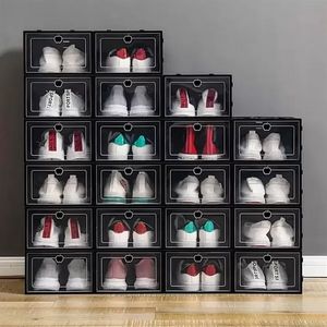 Espesas cajas de almacenamiento de zapatos de pl￡stico contenedores a prueba de polvo transparentes transparentes glip caramelo color apilable cajas de zapatos 903