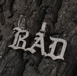 A-Z Old Style English Writing Letters Anhänger Halskette Benutzerdefinierter Name für Männer Frauen Geschenke Zirkonia Charm Hip Hop Schmuck