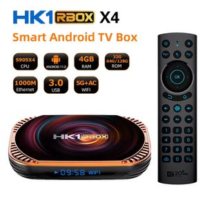 Smart Android 11 TV Box HK1 RBOX X4 Quad Core Amlogic S905x4 4GB 32GB 64GB 1000M LAN 2.4G 5G Dual WiFi BT4.0 8K HDR G20 VOKELKONTROLL