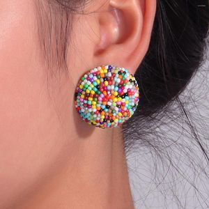 Stud Earrings Boho Colorful Seed Beads For Women Trendy Summer Cute Rainbow Fashion Ear Jewelry Ladies Girls Gifts