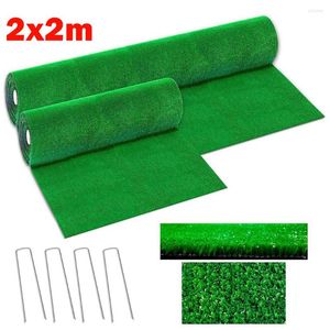 Flores decorativas 2M 2m Artificial Grass Carpet Green Fake Garden Garden Paisagem Lawn Turf Turf para Jardinagem de Micro Paisagismo DIY