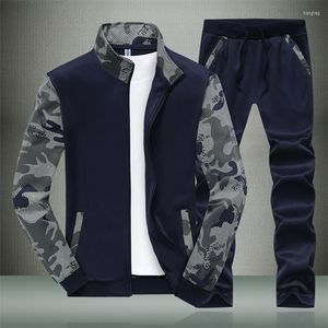 Men's Tracksuits Men's Men Track Set Set Camouflage Casual Sportswear Macho Macic Solid Zipper Casal Pant Rastreio Two Twone Piece