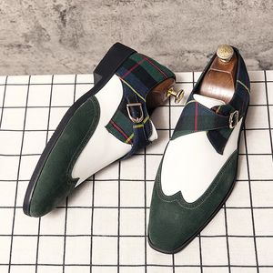 Shoes British Men Monk Brock Faux Suede ing Plaid Side Buckle Fashion Business Casual Wedding Party Daily AD142 474a Wedd